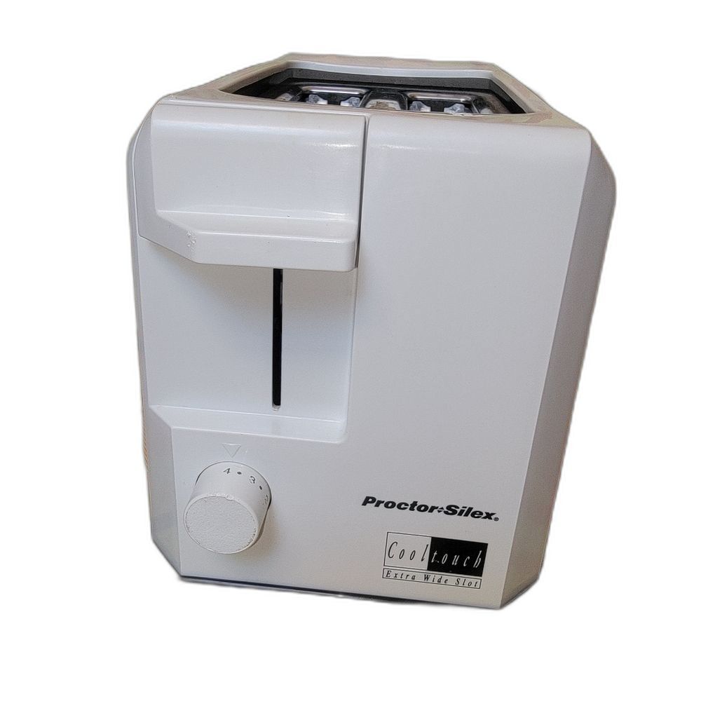 Vintage Proctor Silex White Toaster Cool Touch Extra Wide Slot 22485 Hamilton